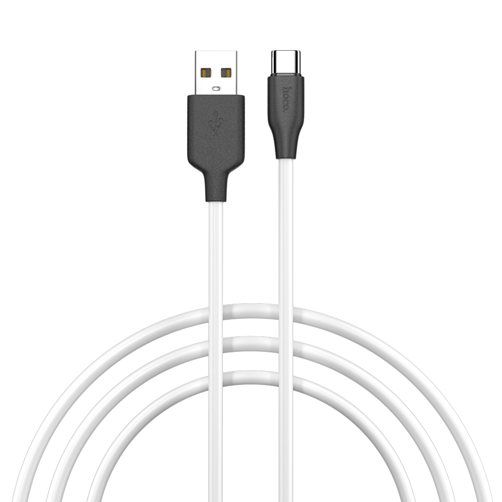 Кабель для зарядки USB(A)-Type C hoco. модель X21, 1м, 3А, силикон, черно-белый, арт.№ 931-566