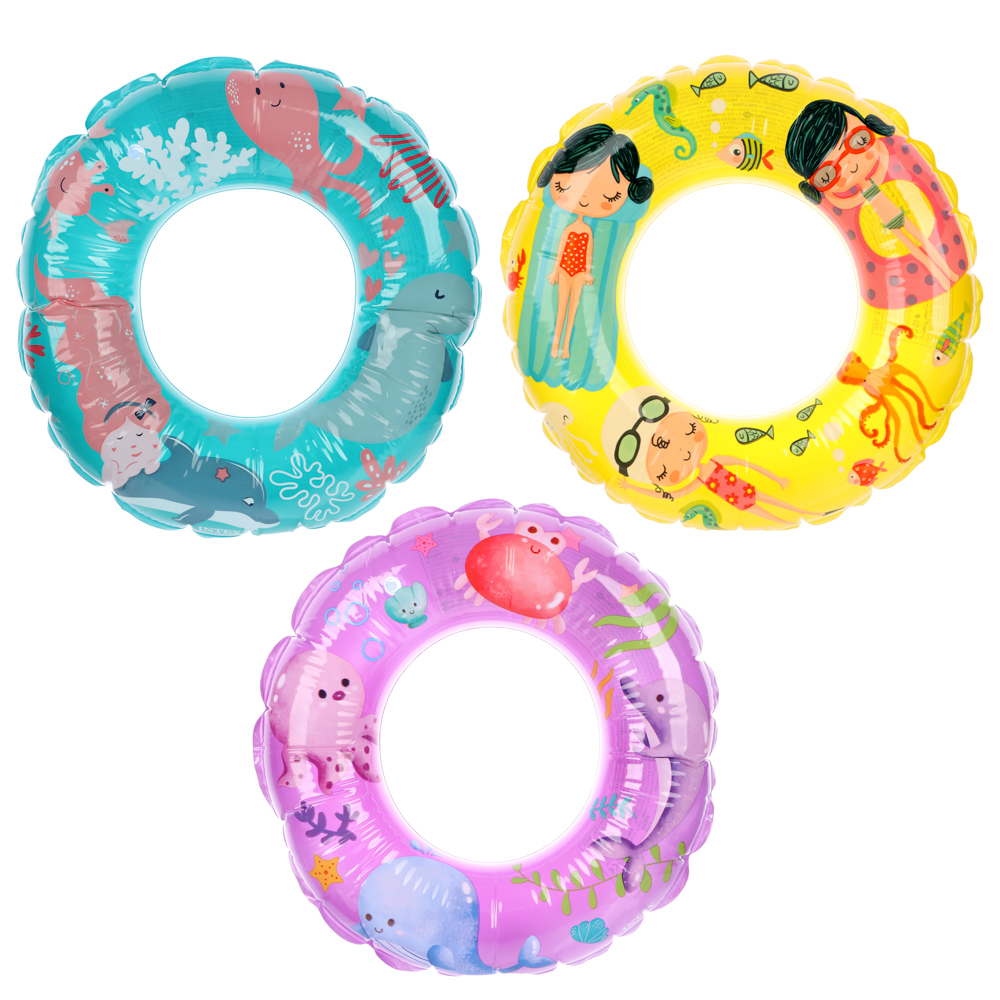 Круг надувной тм INTEX Прозрачное кольцо 61см, от 6 до 10 лет, 3 дизайна, 59242NP, арт.№ 359-205