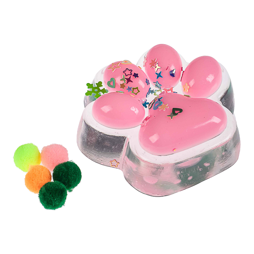 Набор лизунов «Сквиш Лапка», прозрачная с бантиком 8см, TPR, 15х10см, арт.№ 297-132