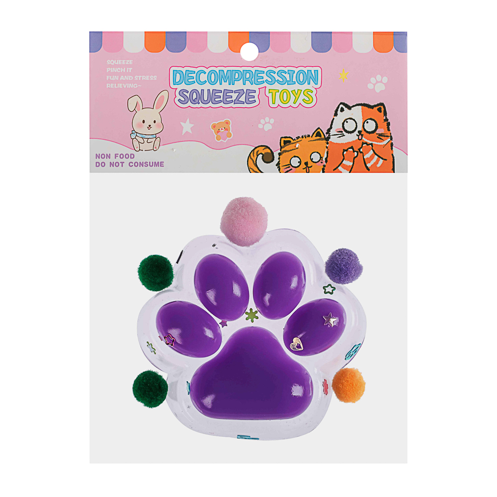 Набор лизунов «Сквиш Лапка», прозрачная с бантиком 8см, TPR, 15х10см, арт.№ 297-132