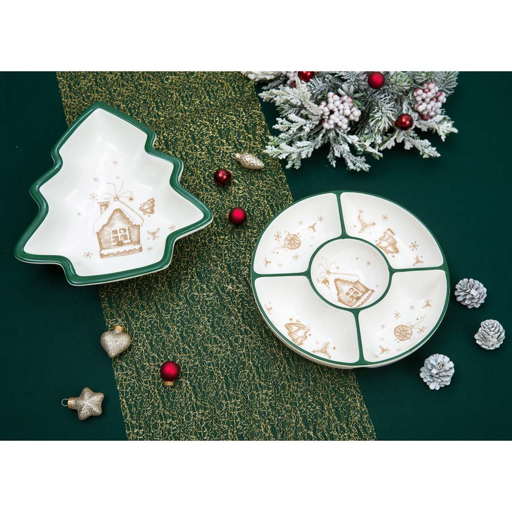 MILLIMI Пряничный домик Салатник в форме елочки 30х26х6см, керамика, арт.№ 820-129