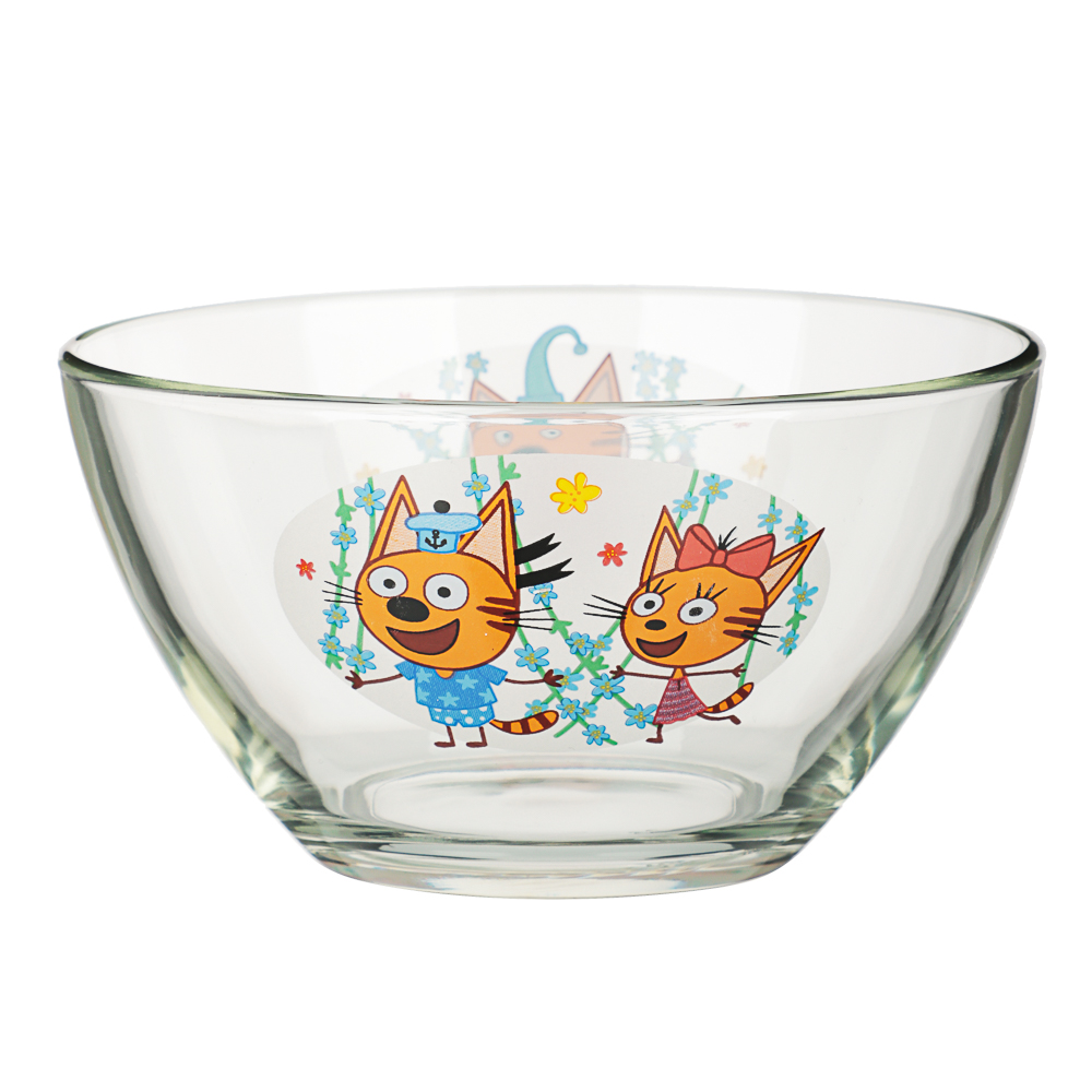 Салатник "Три кота, цветы" 13см, стекло, арт.№ 829-002