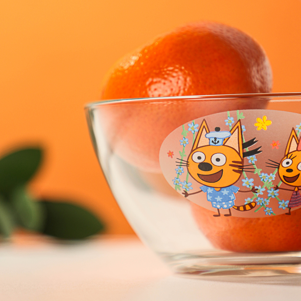 Салатник "Три кота, цветы" 13см, стекло, арт.№ 829-002