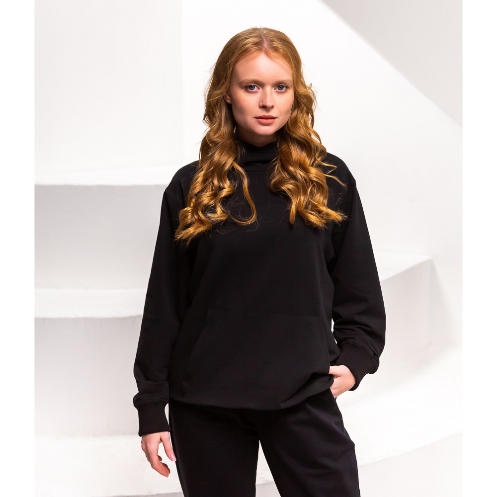 BY Basic Толстовка женская, хлопок, цвет черный, размер M, арт.№ 833-048