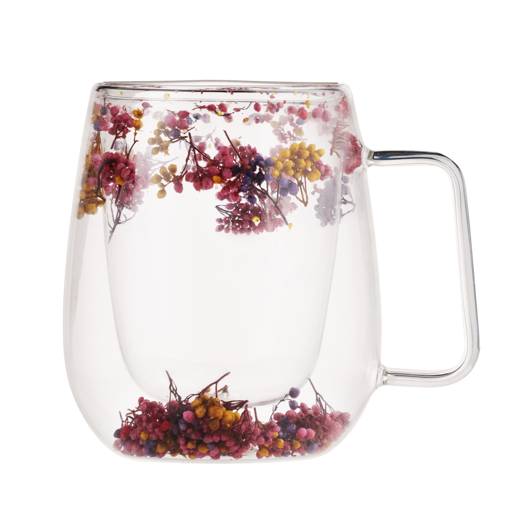 SATOSHI Кружка с двойными стенками Сирень, 300мл, стекло, арт.№ 806-938