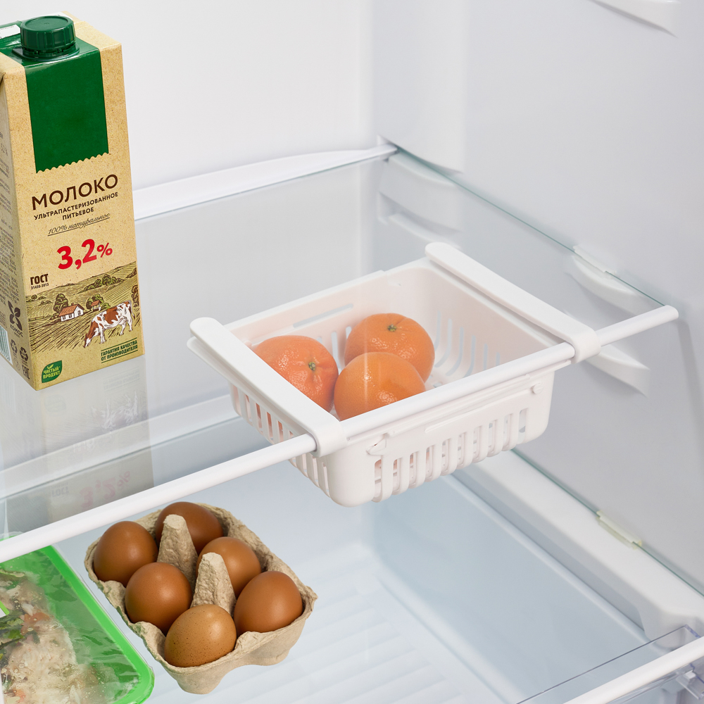 VETTA Контейнер раздвижной в холодильник, полипропилен, 20,5-28х16,5х7,5h см, белый, арт.№ 414-125