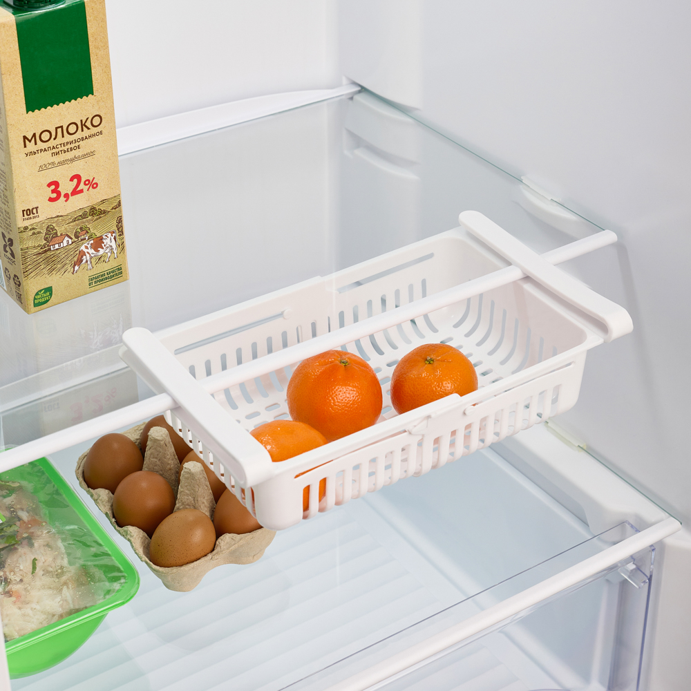VETTA Контейнер раздвижной в холодильник, полипропилен, 20,5-28х16,5х7,5h см, белый, арт.№ 414-125