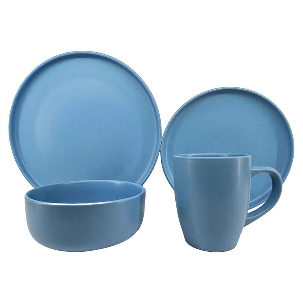 GT Набор стол.посуды 16пр(тар26см*4, тар20см*4, салатн14см*4, кружка340мл*4) керамика, голубой, арт.№ 824-265