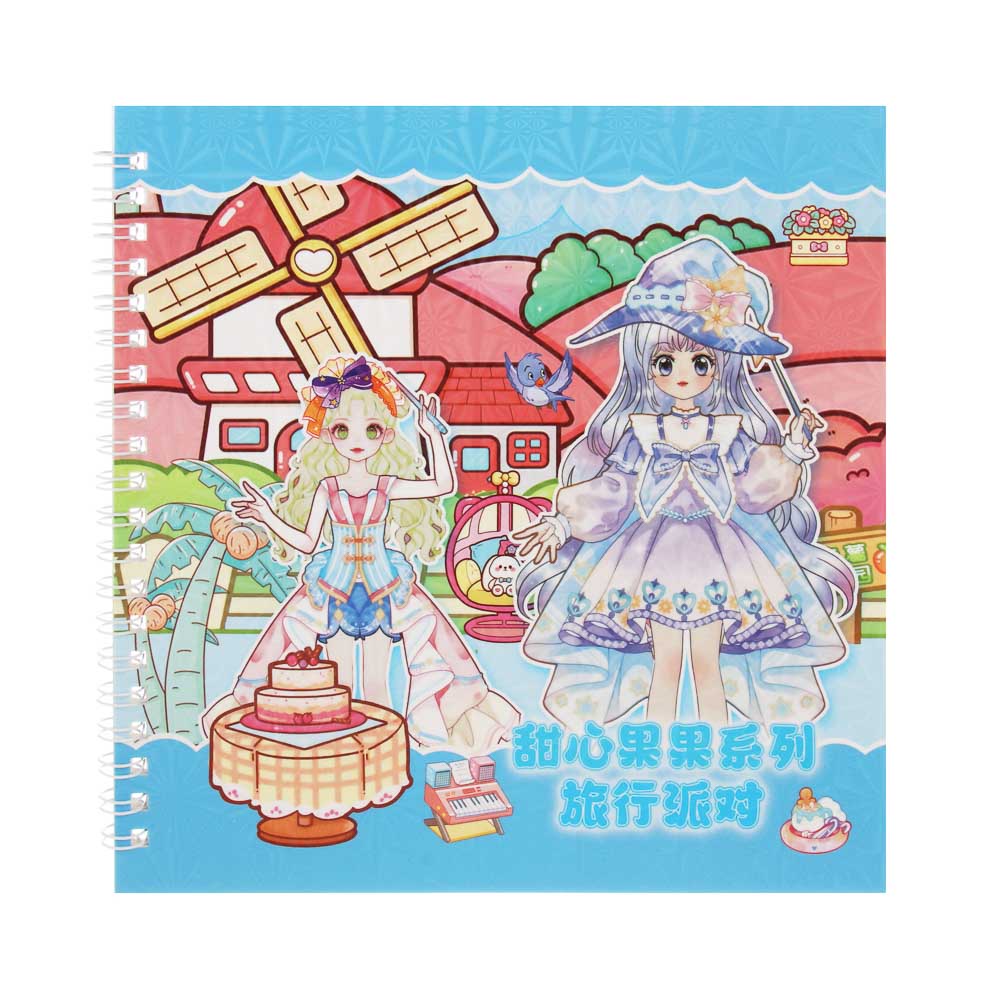 Раскраска детская "Анимэ" с наклейками и сухими красками 19стр, 19х19см, бумага, 4 дизайна, арт.№ 281-290