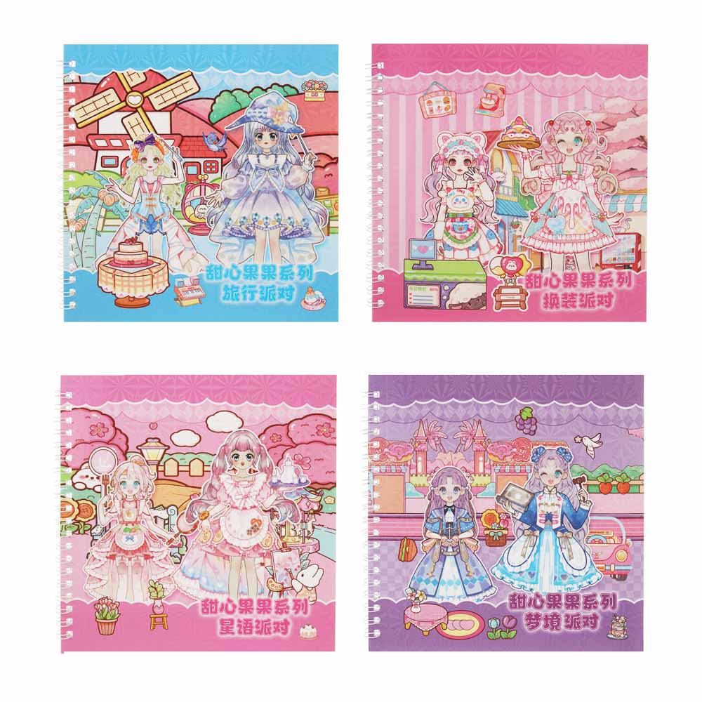 Раскраска детская "Анимэ" с наклейками и сухими красками 19стр, 19х19см, бумага, 4 дизайна, арт.№ 281-290