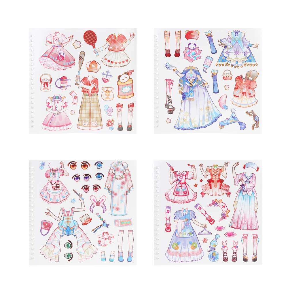 Раскраска детская "Анимэ" с наклейками и сухими красками 19стр, 19х19см, бумага, 4 дизайна, арт.№ 281-290