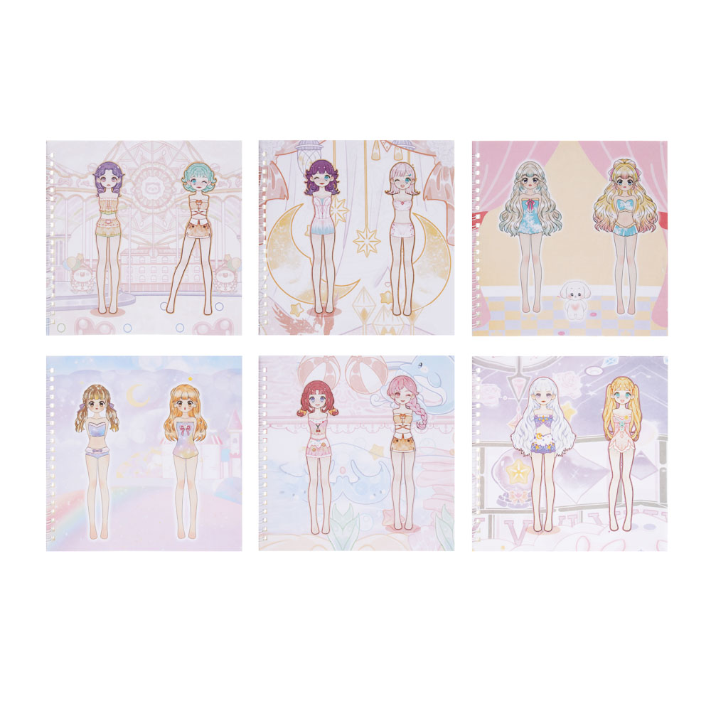 Раскраска детская "Анимэ" с наклейками и сухими красками 19стр, 19х19см, бумага, 4 дизайна, арт.№ 281-290