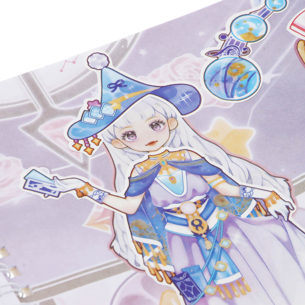 Раскраска детская "Анимэ" с наклейками и сухими красками 19стр, 19х19см, бумага, 4 дизайна, арт.№ 281-290