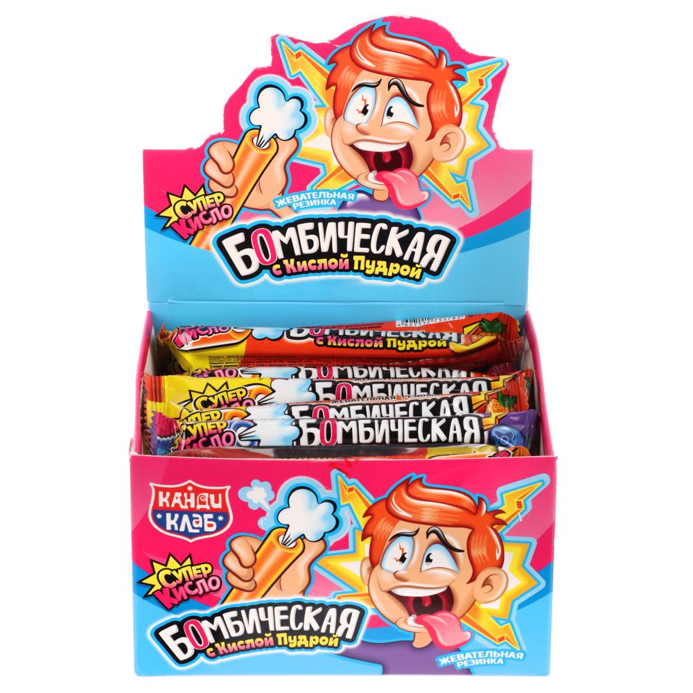 Жевательная резинка с кислой пудрой "Бомбическая" ассорти 10гр, арт.№ 347-376