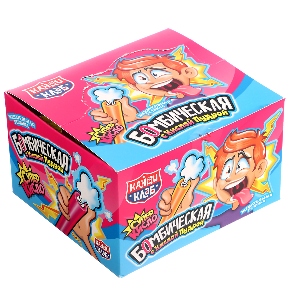 Жевательная резинка с кислой пудрой "Бомбическая" ассорти 10гр, арт.№ 347-376