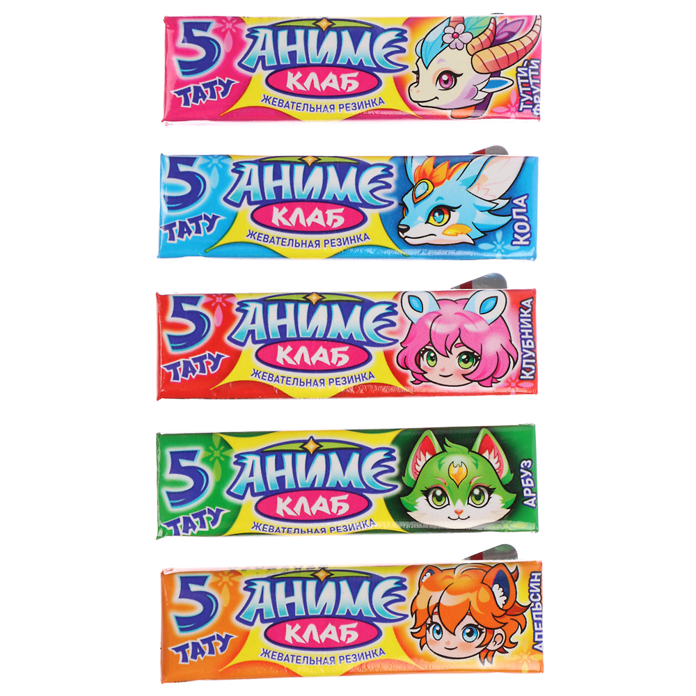 Жевательная резинка в пластинках с татуировками "Аниме Клаб" ассорти 12,5гр, арт.№ 347-377