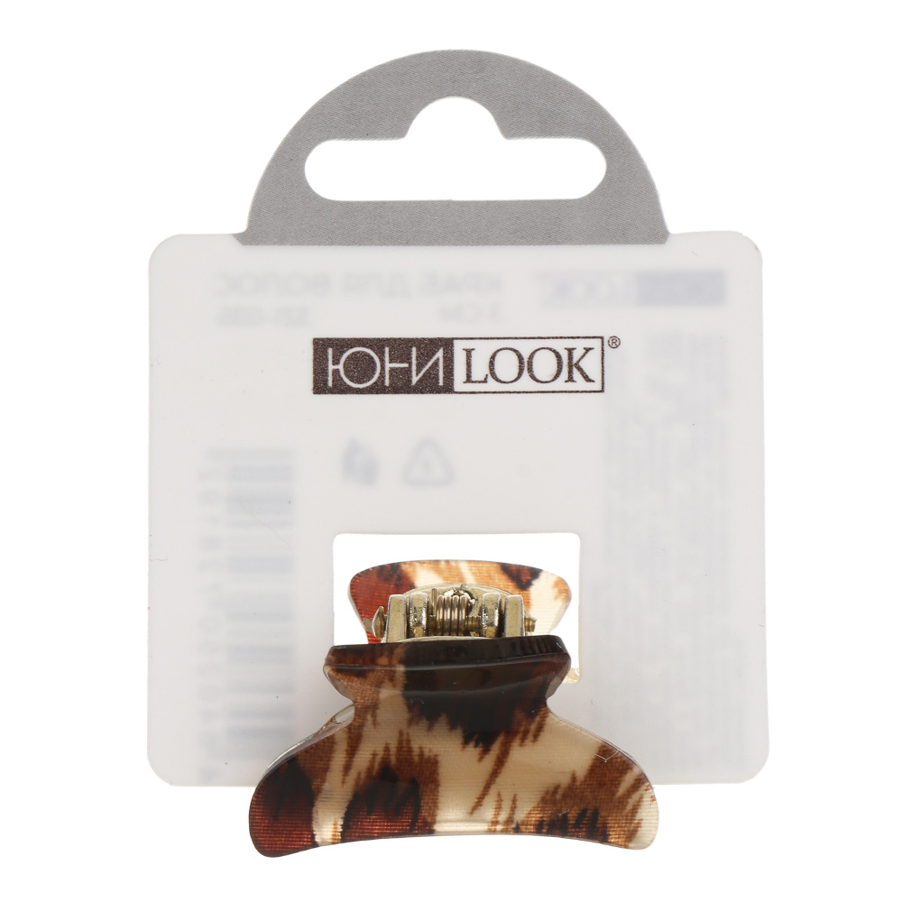 Краб для волос ЮНИLOOK, 3см, пластик, 3 дизайна, ACS-110, арт.№ 321-035