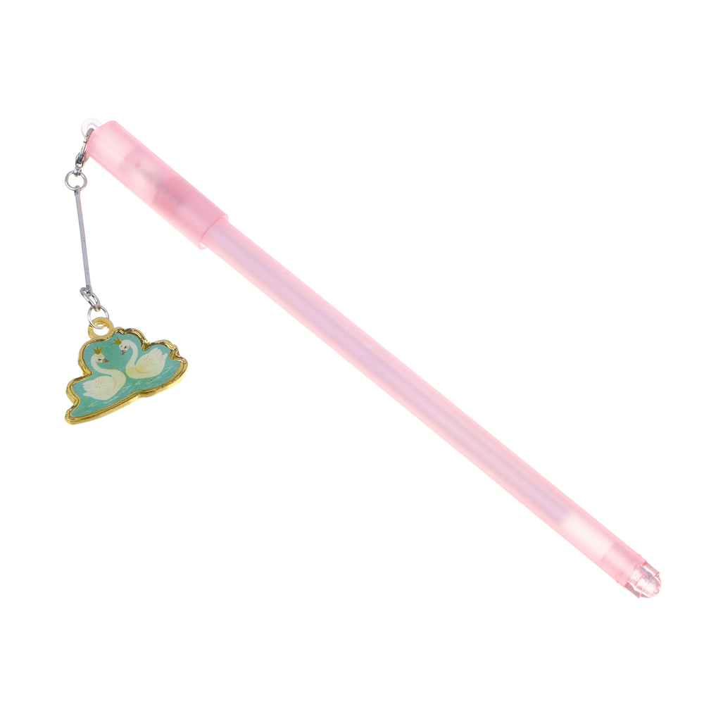 ЦАРЕВНА ЛЕБЕДЬ Ручка гелевая синяя, матовый корпус, брелок в форме лебедей, пластик, металл, арт.№ 524-217