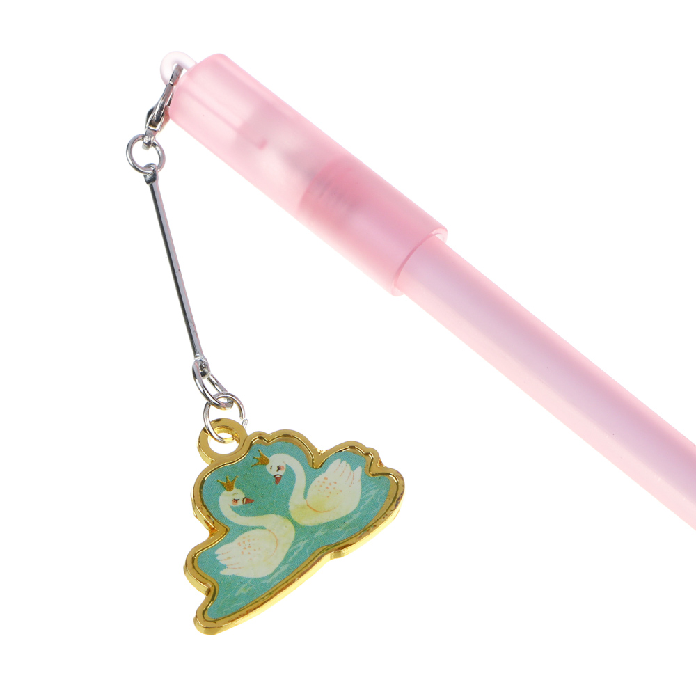 ЦАРЕВНА ЛЕБЕДЬ Ручка гелевая синяя, матовый корпус, брелок в форме лебедей, пластик, металл, арт.№ 524-217
