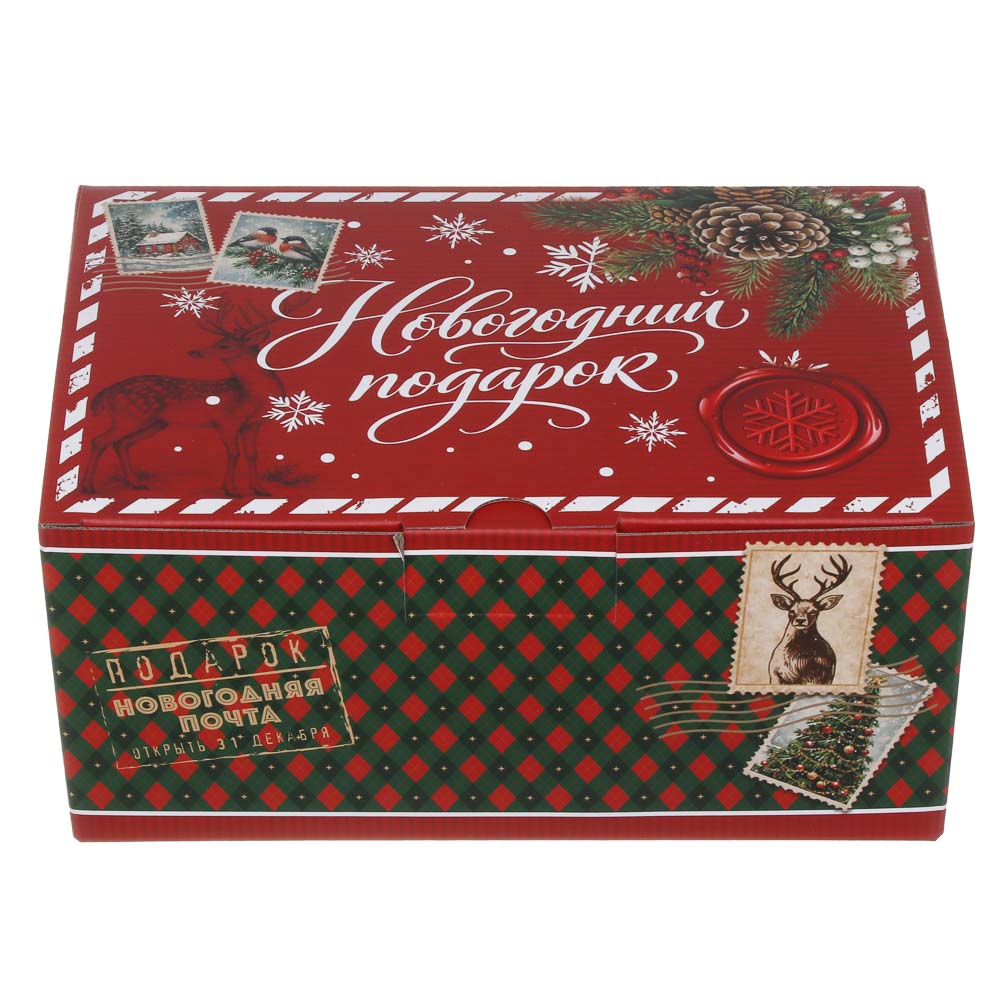 Коробка подарочная новогодняя тм СНОУ БУМ складная, 22x15x10см, 4 диз, картон, арт.№ 780-019