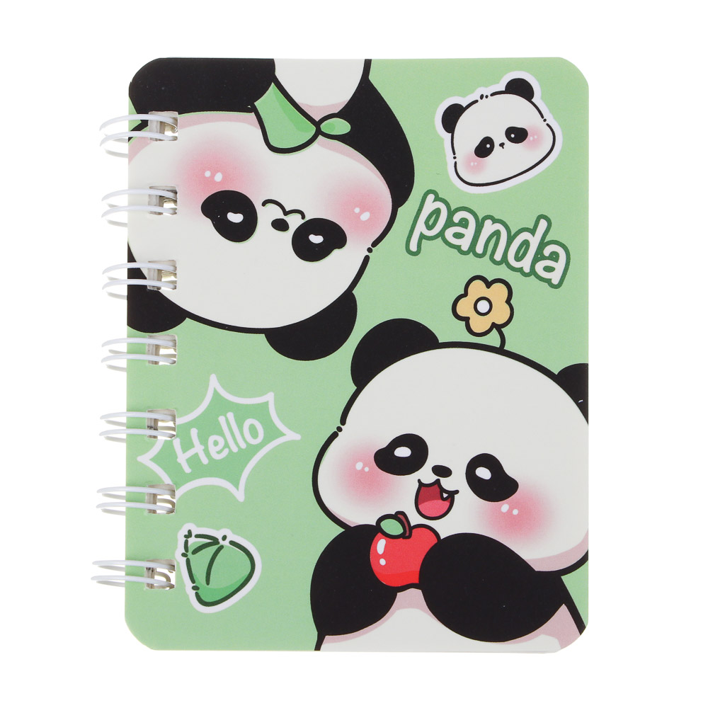 Записная книжка на спирали, 8х10см, 78 л., 4 дизайна, Панды, арт.№ 574-082
