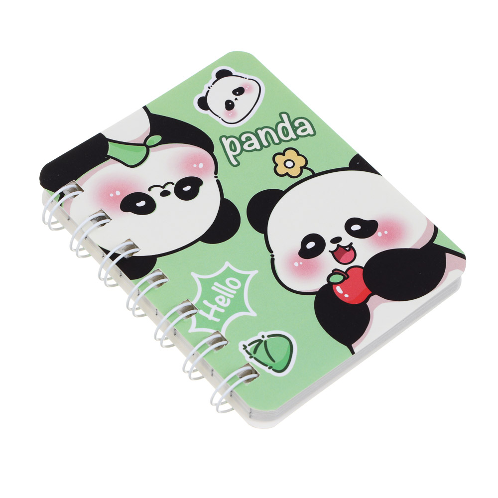 Записная книжка на спирали, 8х10см, 78 л., 4 дизайна, Панды, арт.№ 574-082