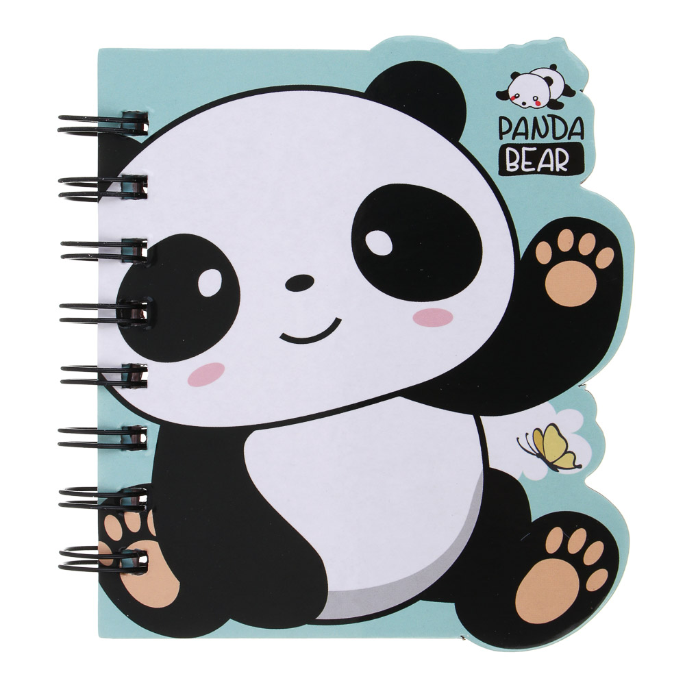 Записная книжка фигурная, обложка картон на спирали, 10х12см, 57 л., 3 дизайна, Панды, арт.№ 574-084