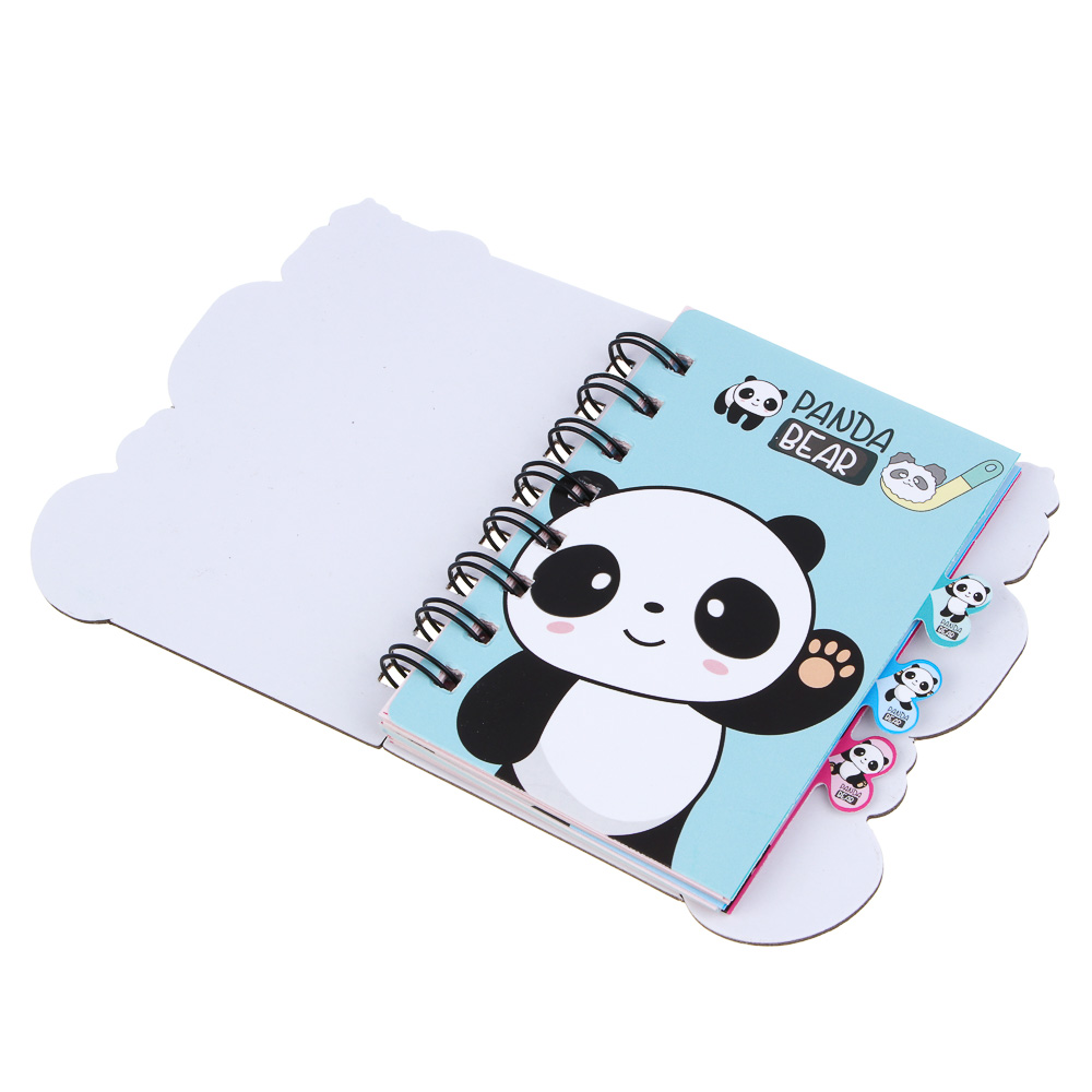 Записная книжка фигурная, обложка картон на спирали, 10х12см, 57 л., 3 дизайна, Панды, арт.№ 574-084