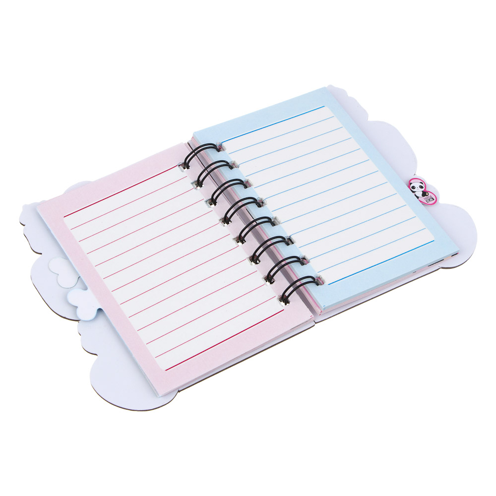 Записная книжка фигурная, обложка картон на спирали, 10х12см, 57 л., 3 дизайна, Панды, арт.№ 574-084