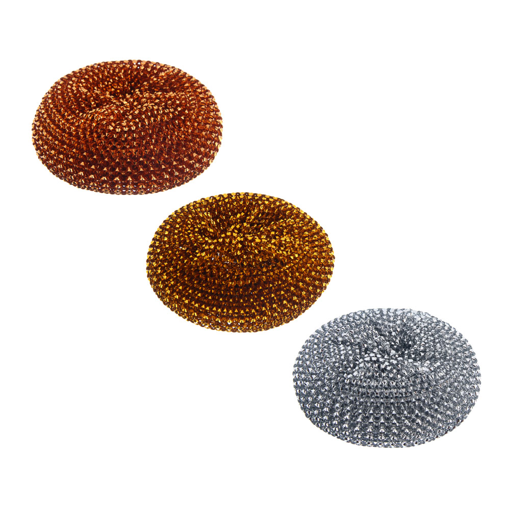 Губки для мытья посуды тм VETTA Бублик, 3 шт, 30гр, металл, ПЭТ, арт.№ 441-281