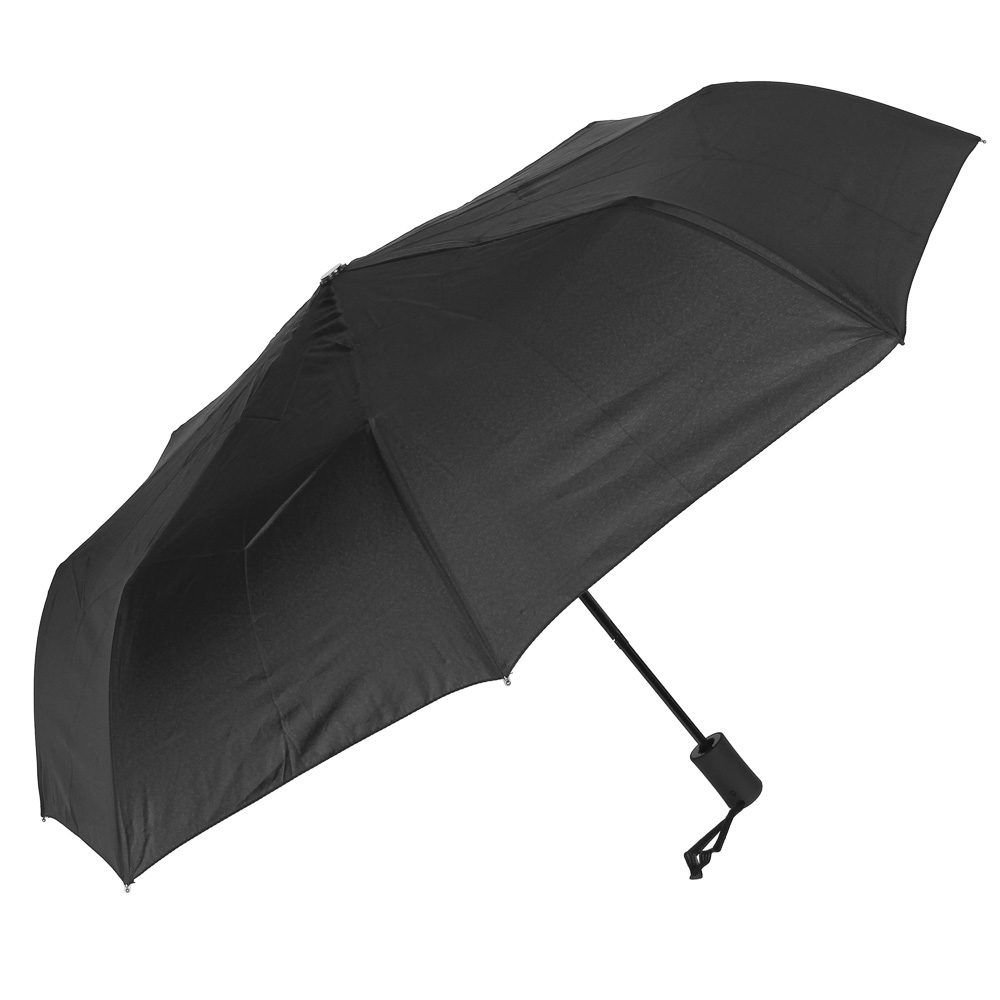 Зонт мужской, полуавтомат, сплав, пластик, полиэстер, 55см, 8 спиц, черный, арт.№ 302-316