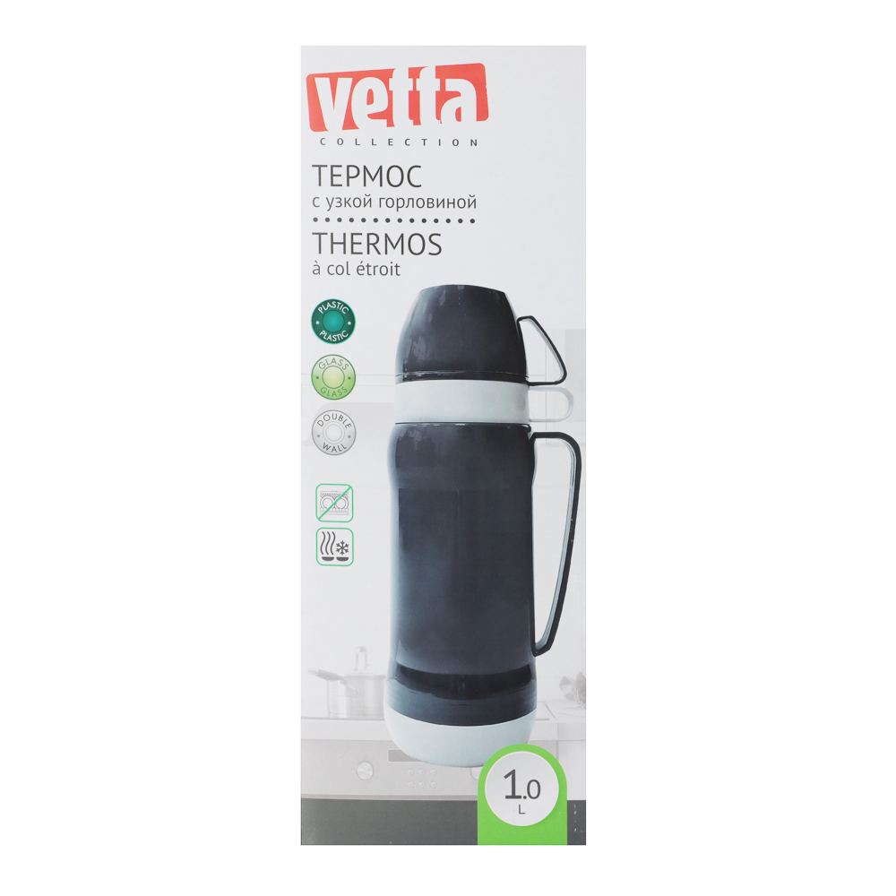 VETTA Термос стеклянная колба "Туристический" 1,00л (2 чашки), арт.№ 841-644