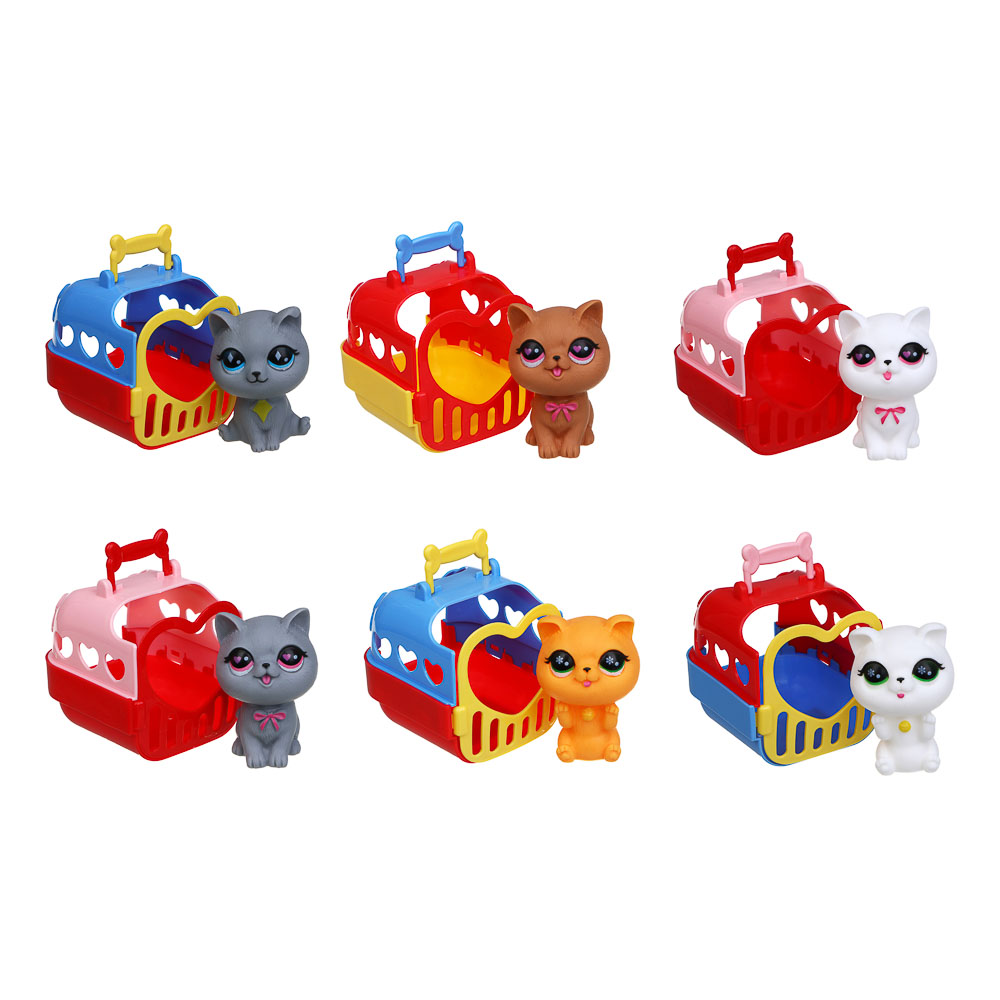 ИГРОЛЕНД Питомец в переноске, PP, ABS, 8х9х9 см 3 дизайна, арт.№ 258-075