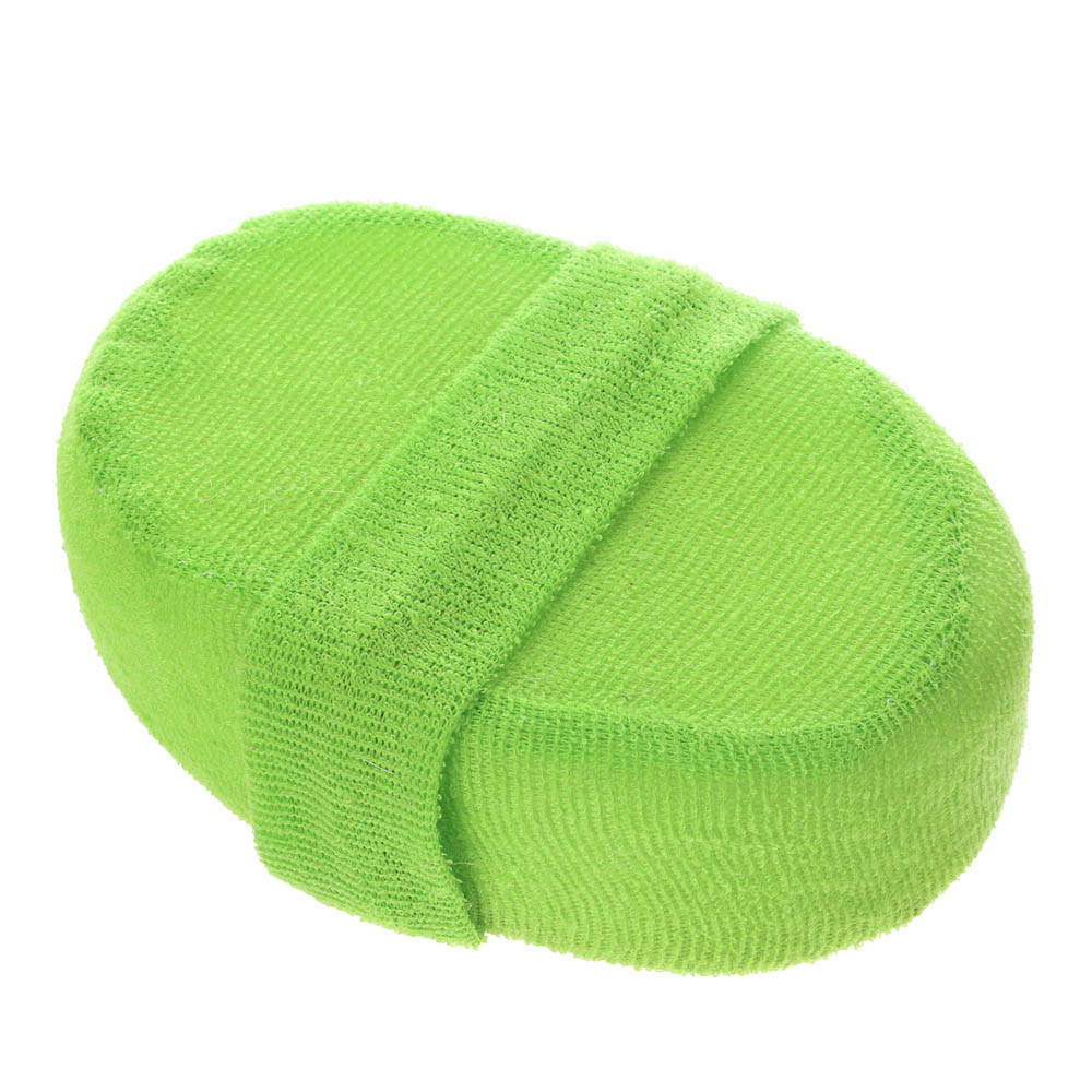 ЮL Мочалка банная объемная овальная на поролоне, рами, хлопок, 14,5х11х4,5см, 3 цвета, МЭ24-01, арт.№ 361-137