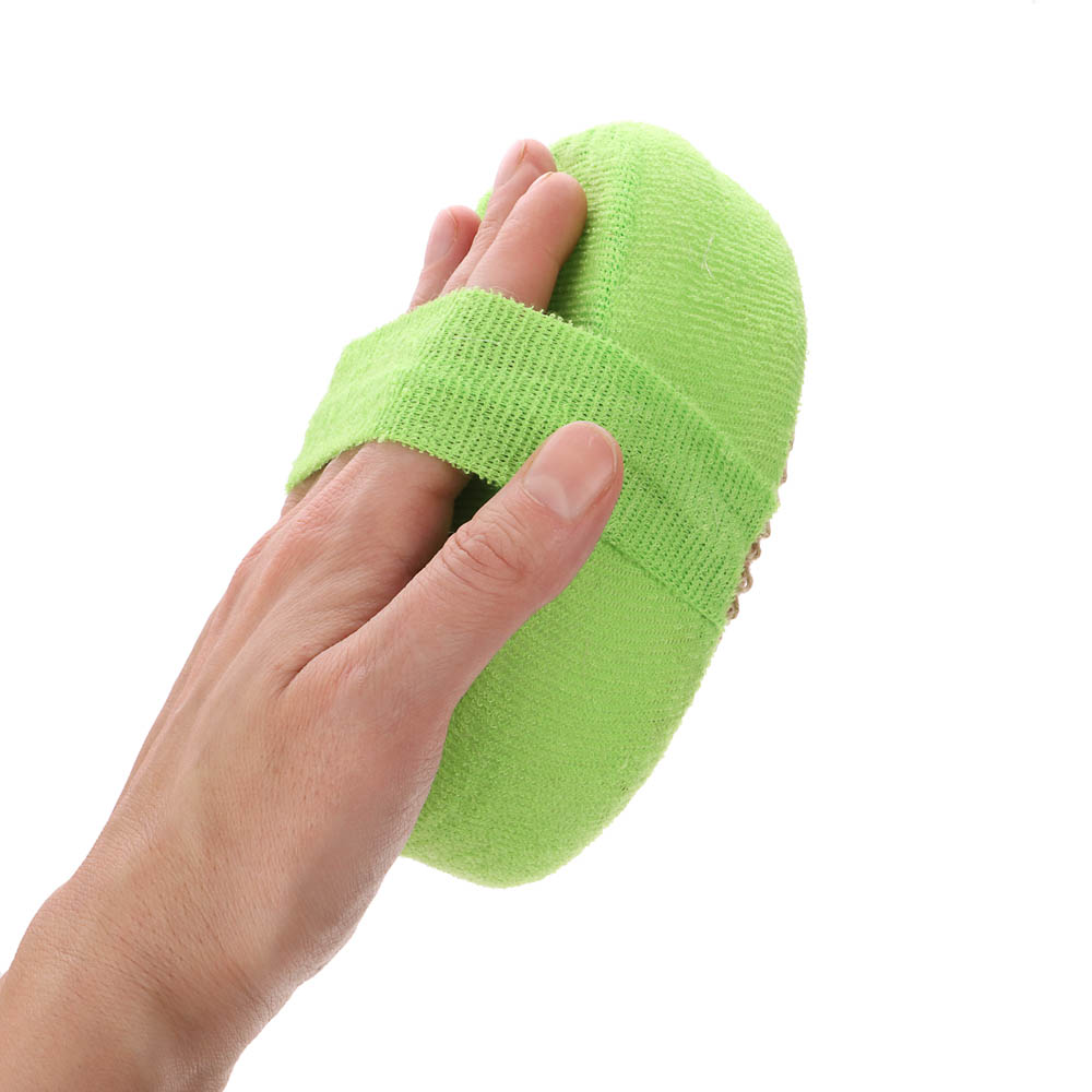 ЮL Мочалка банная объемная овальная на поролоне, рами, хлопок, 14,5х11х4,5см, 3 цвета, МЭ24-01, арт.№ 361-137