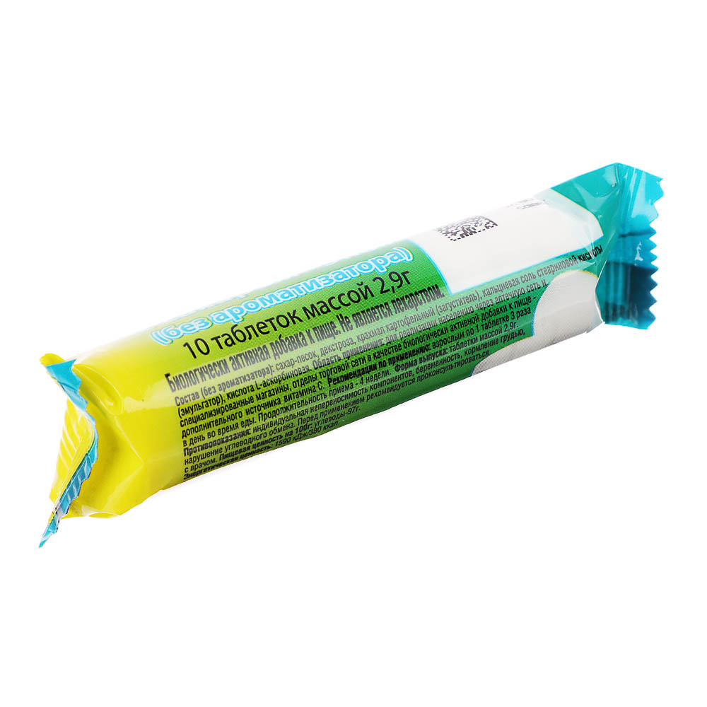 БАД Аскорбиновая кислота с сахаром "ЭКО" без ароматизатора, 10 табл, 2,9г, арт.№ 015-214