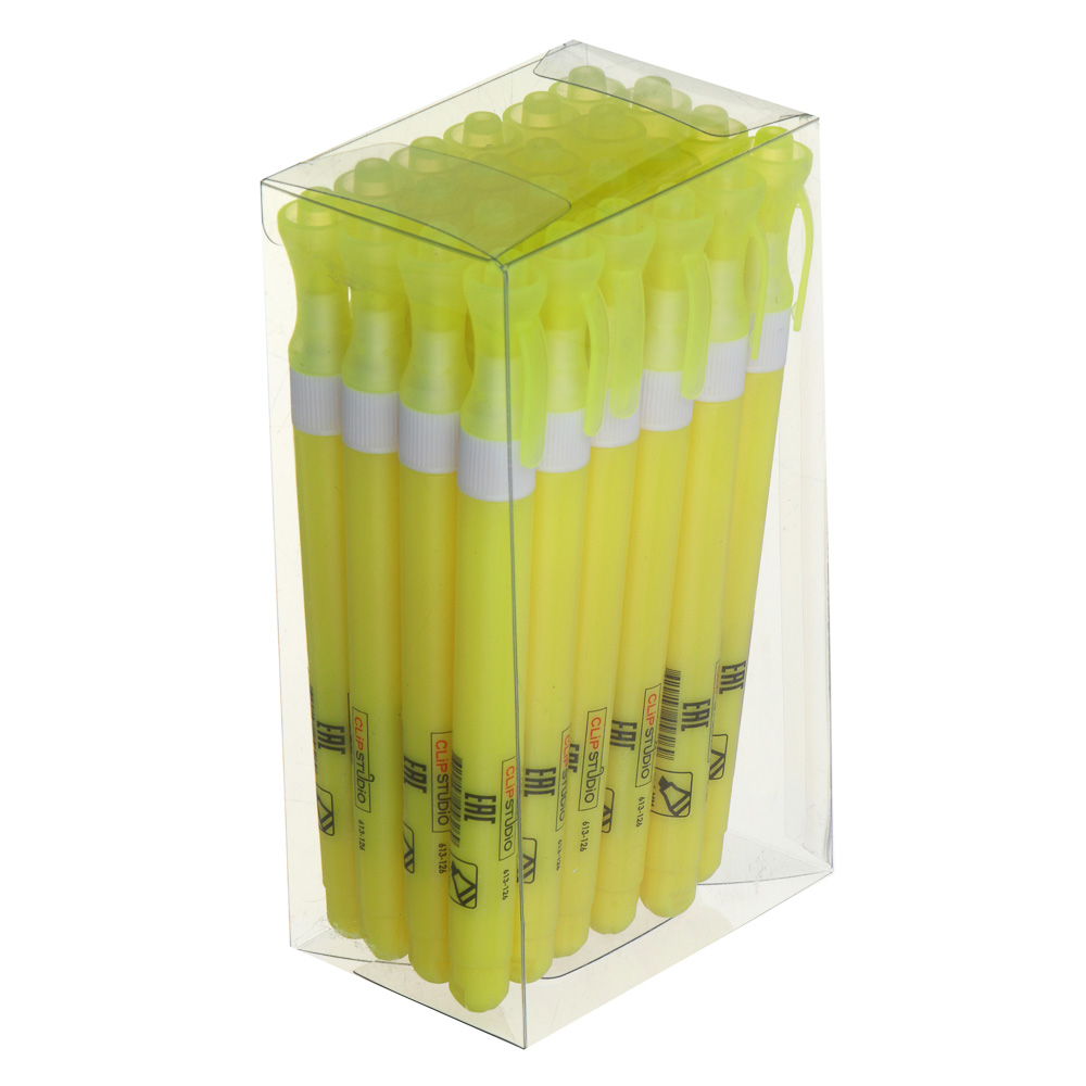 Маркер-выделитель ClipStudio желтый, круглый корпус, скошенный наконечник, арт.№ 613-126