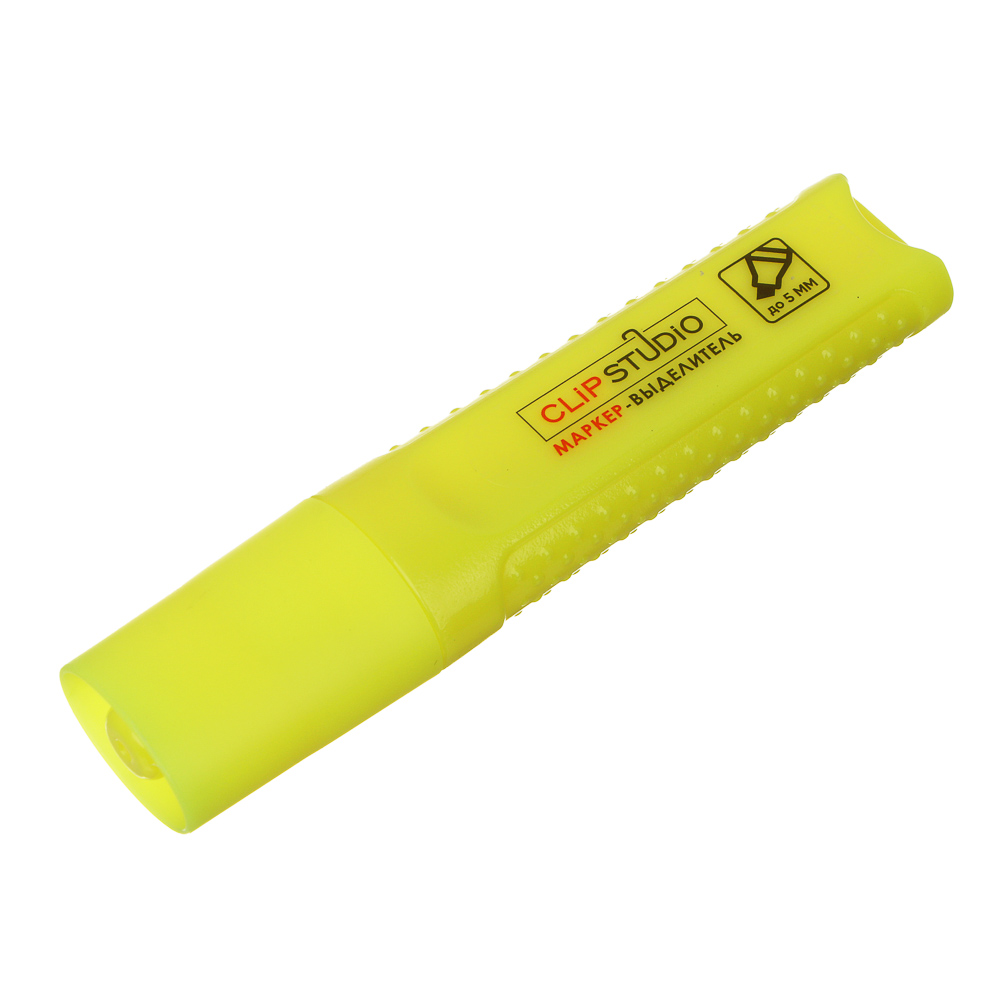 Маркер-выделитель ClipStudio желтый, плоский корпус, скошенный наконечник, арт.№ 613-127