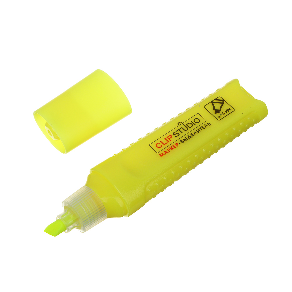 Маркер-выделитель ClipStudio желтый, плоский корпус, скошенный наконечник, арт.№ 613-127