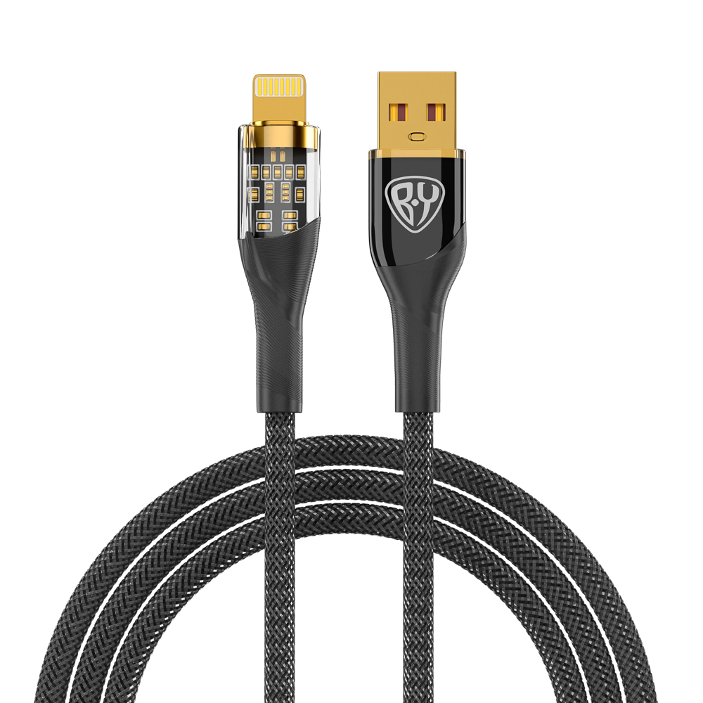 Кабель для зарядки USB(A)-iP BY Space Cable Techno, 1 м, 2.4А, Быстрая зарядка, черный, арт.№ 931-349