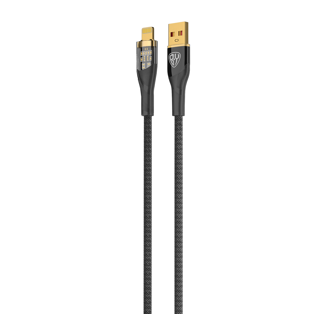 Кабель для зарядки USB(A)-iP BY Space Cable Techno, 1 м, 2.4А, Быстрая зарядка, черный, арт.№ 931-349