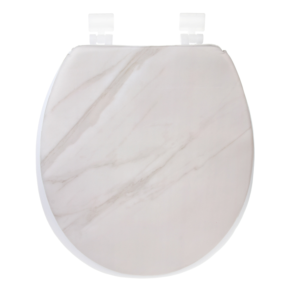 Сиденье для унитаза тм VETTA Мрамор, ПВХ, поролон, 39x36см, бежевый, арт.№ 027-006