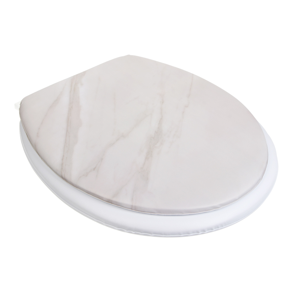 Сиденье для унитаза тм VETTA Мрамор, ПВХ, поролон, 39x36см, бежевый, арт.№ 027-006