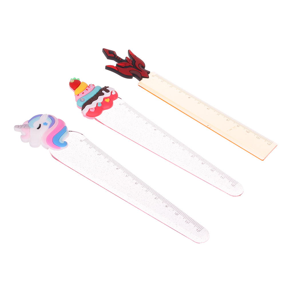 Линейка - закладка, 12см, фигурная, пластик, 3 дизайна, арт.№ 576-018