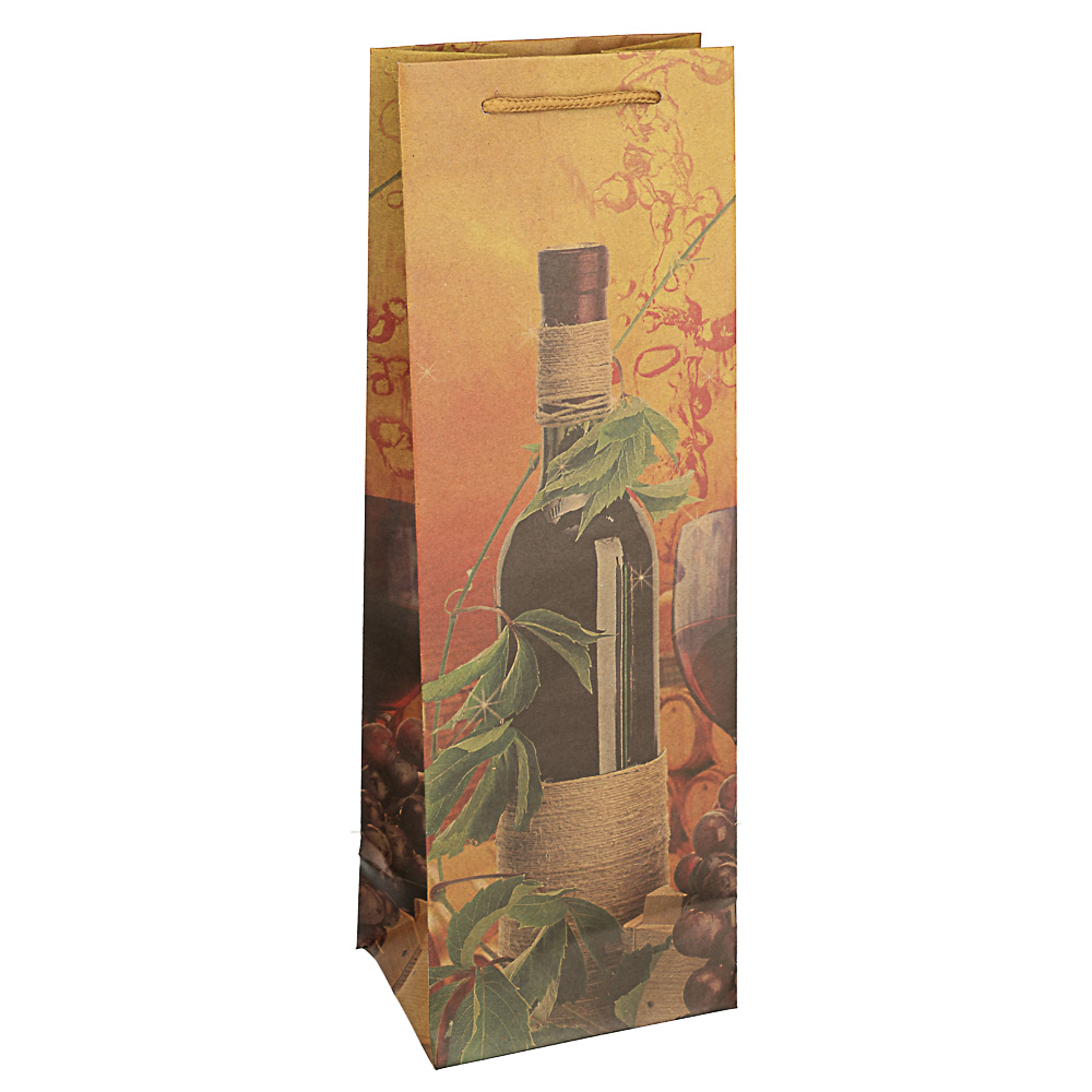 Пакет подарочный бумажный крафт, 12х35х9 см, 6 дизайнов, арт.№ 505-073