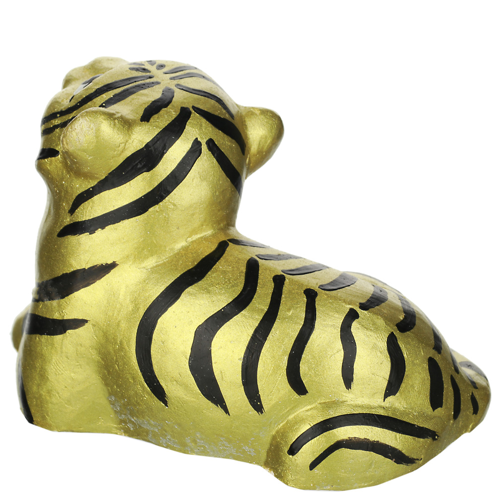 Фигурка "Тигренок лежит" гипс, 10,7х6,2х7,2см, золото и серебро, арт.№ 398-272