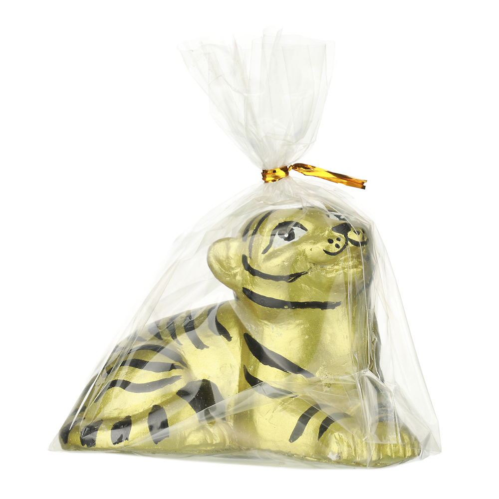 Фигурка "Тигренок лежит" гипс, 10,7х6,2х7,2см, золото и серебро, арт.№ 398-272