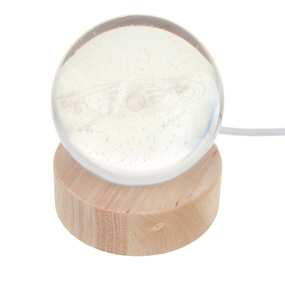 Светильник LED, USB, стекло, дерево, теплый свет, 6х7,5см, арт.№ 695-012