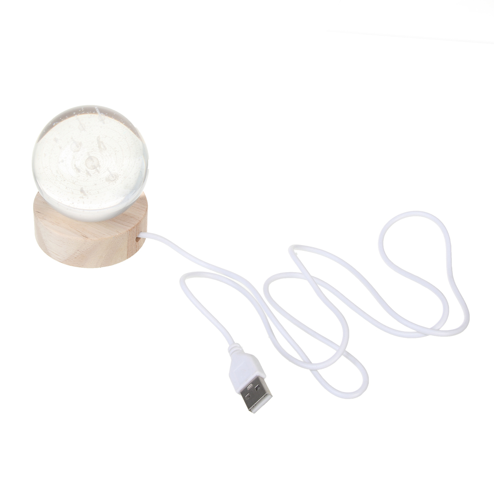 Светильник LED, USB, стекло, дерево, теплый свет, 6х7,5см, арт.№ 695-012
