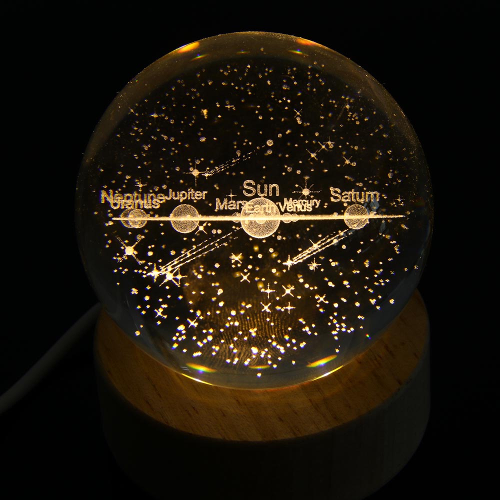 Светильник LED, USB, стекло, дерево, теплый свет, 6х7,5см, арт.№ 695-012